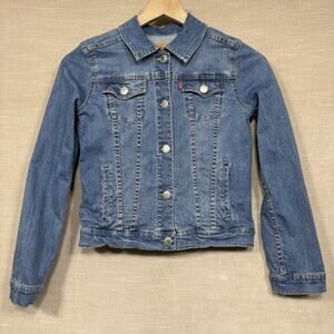 Levis Youth Trucker Denim Jean Jacket Size Large 12 to 13 Years Medium Wash Kids